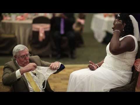 The funniest Wedding Garter removal old man with bra on his head 