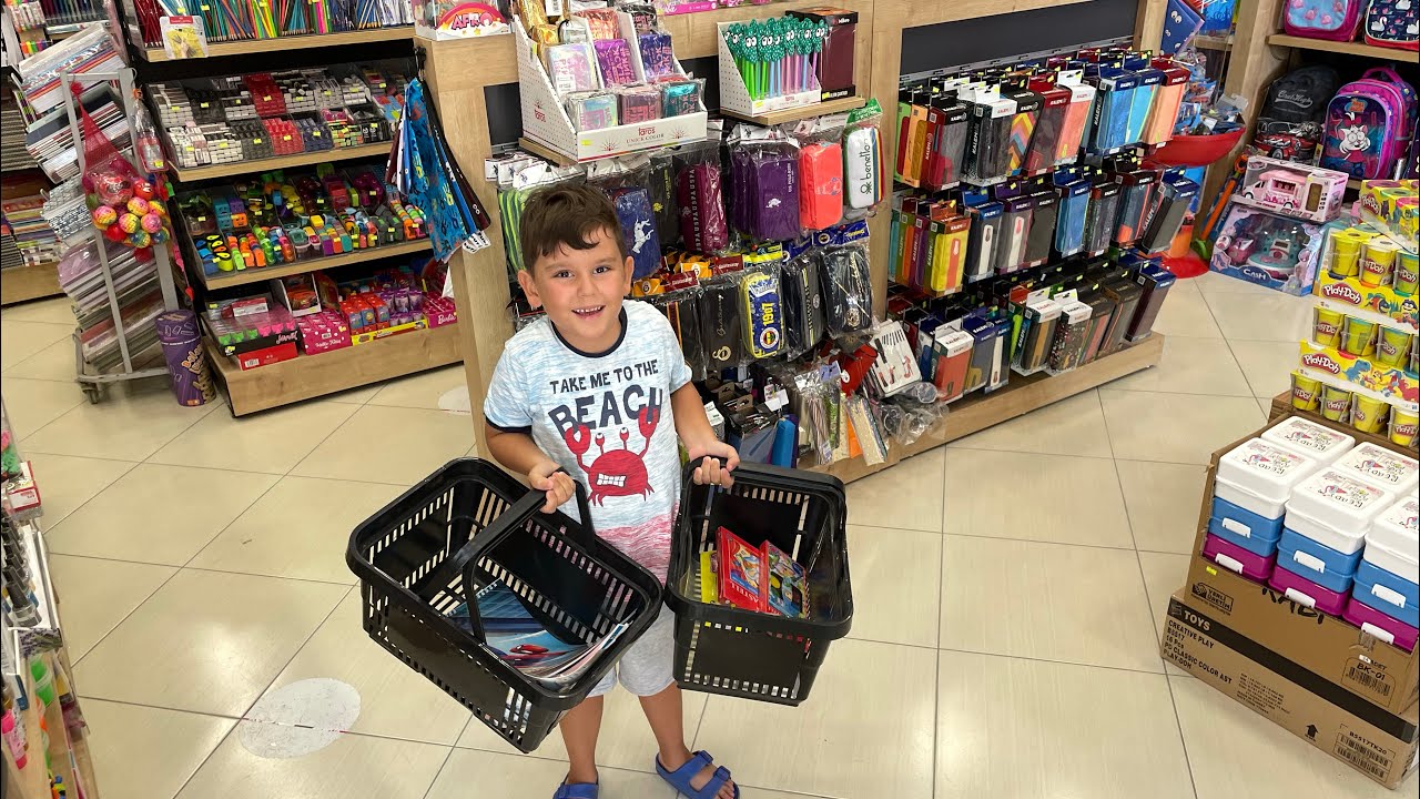 Yusuf 1. sınıfa başlıyooor😍 Okul ihtiyaçlarını, kalem defter boyaları kırtasiyeden aldık🤩