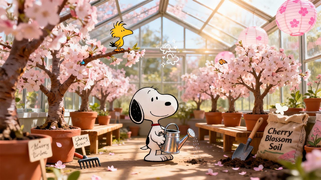 🌼🌞 Snoopy Peaceful Spring Morning 🌸| Chill Lofi for Study & Relax