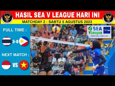 Hasil Sea V League Hari Ini | Thailand vs Filipina, Indonesia vs Vietnam~Klasemen Sea V League 2023