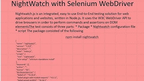 A Small Overview on Selenium Nightwatch