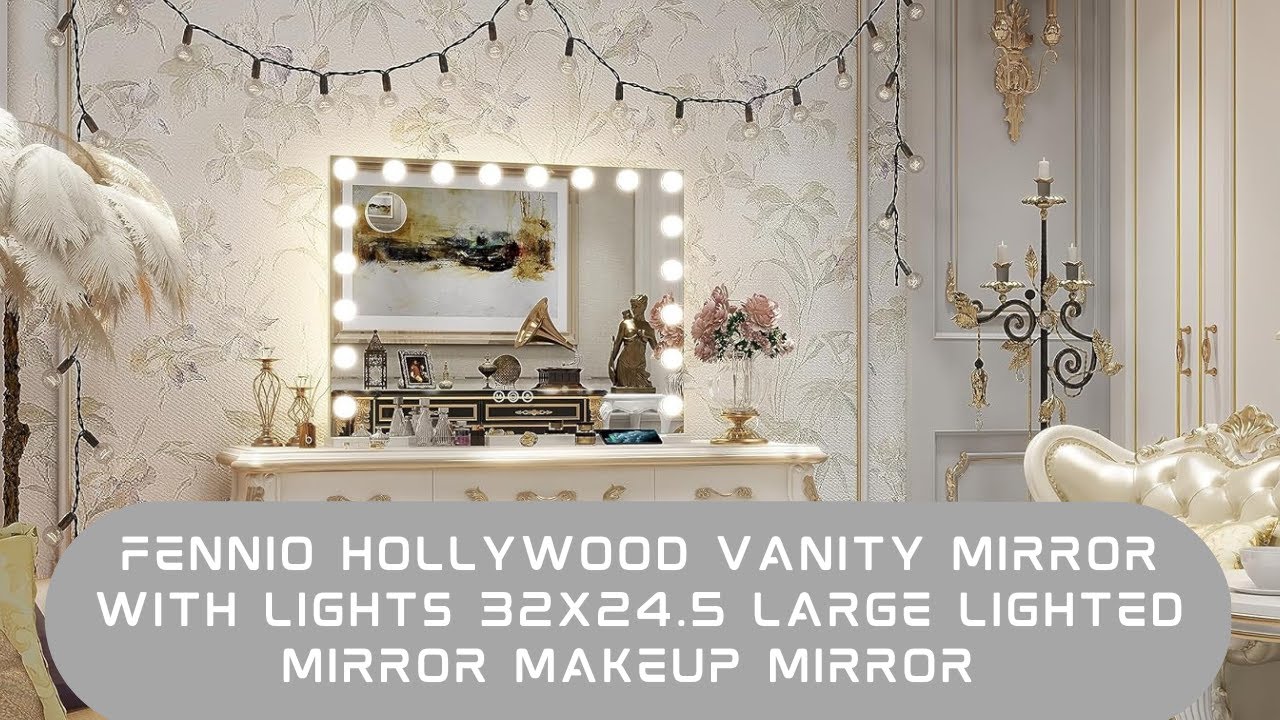 FENNIO Hollywood Vanity Mirror with Lights 32x24.5 Large Lighted Mirror Makeup Mirror