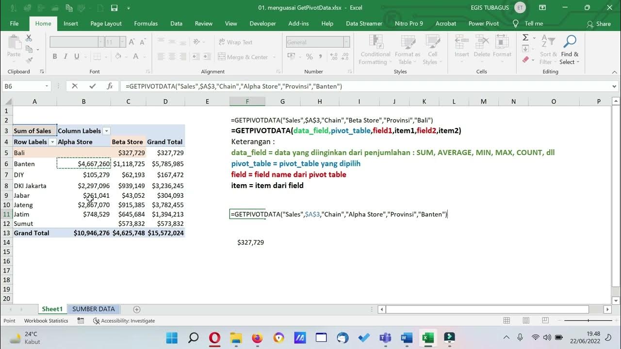 BELAJAR GETPIVOTDATA DI PIVOT TABLE MS EXCEL YouTube