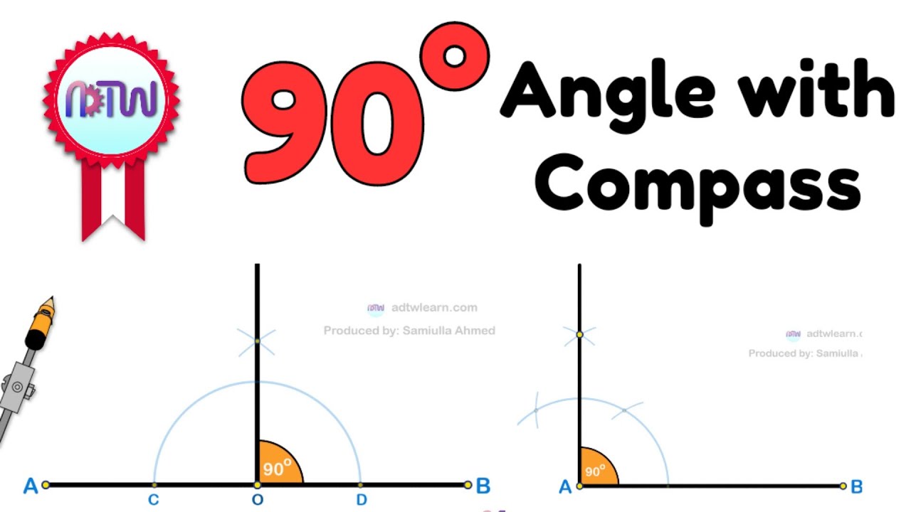 90 degree angle  how to construct 90 degree angle by compass