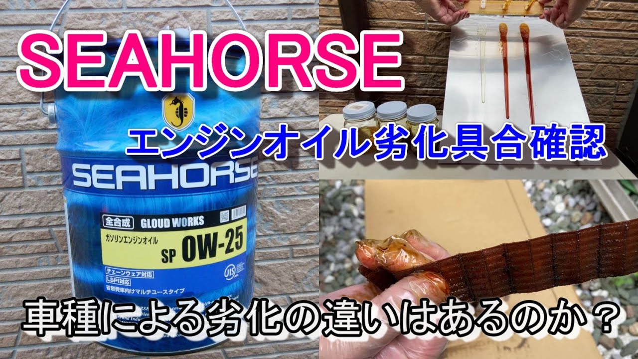 中国興業 SEAHORSE SP 0W-25 エンジンオイル劣化確認 車種による違いも