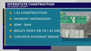 Interstate construction planned for I-24 in Davidson County