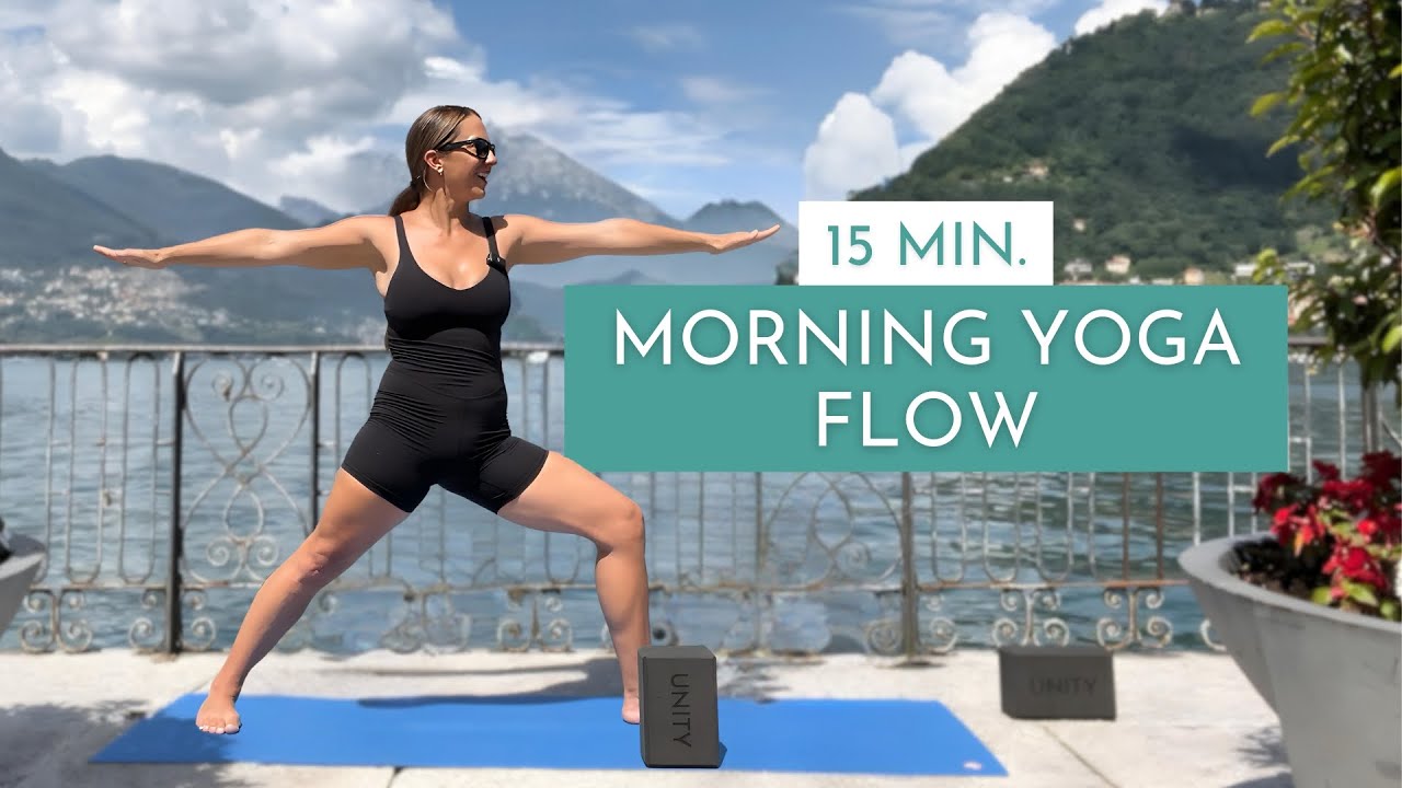 15 MIN | MORNING YOGA FLOW | Positive Start to Your Day From Lake Como ...