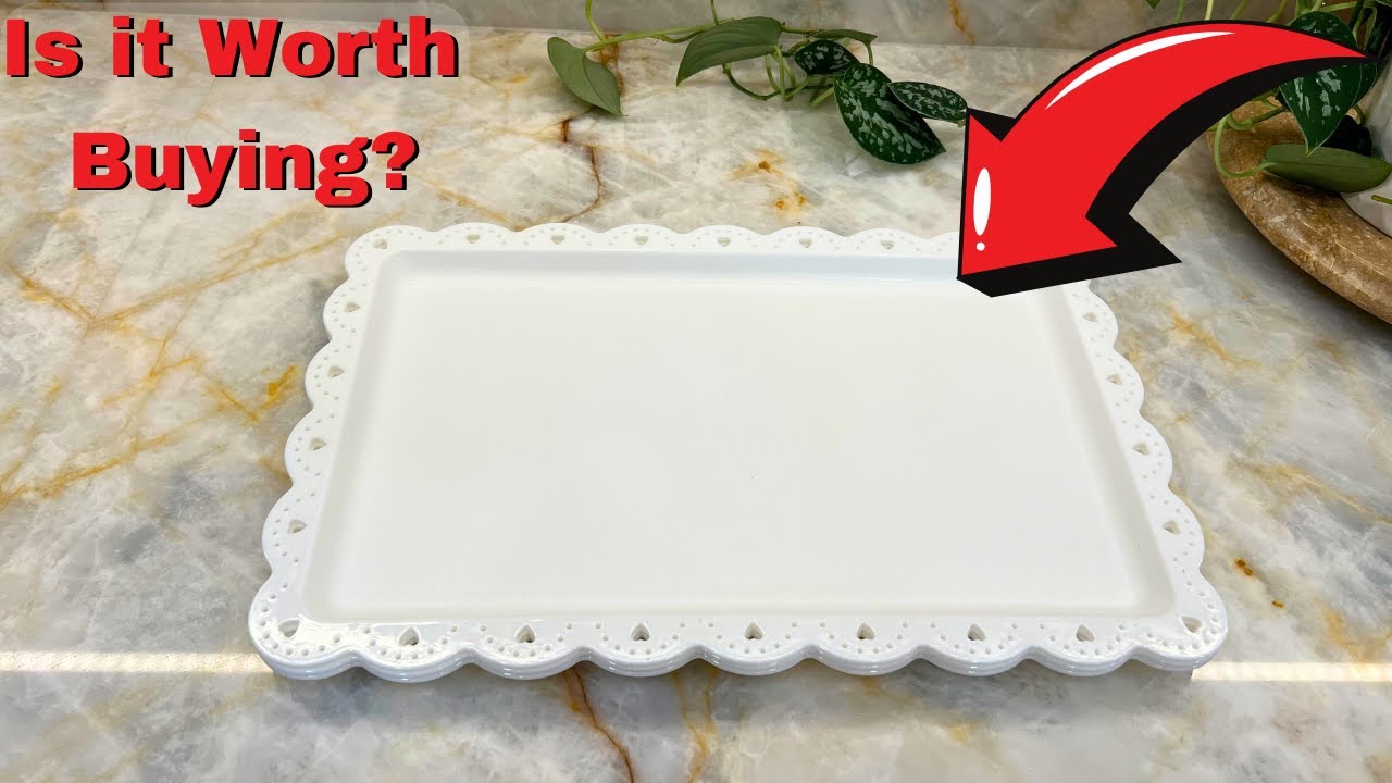 Set of 6 Plastic Serving Trays Food Tray - 14" x 9" Rectangle Serving Platter for Party Cafeteria