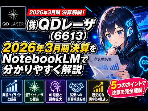 株)QDレーザ（6613）2026年3月期決算をNotebookLMで分かりやすく解説