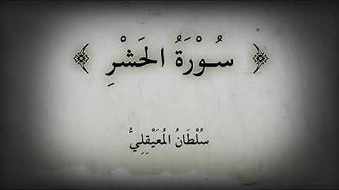 تلاوة خاشعة من سورة الحشر - بصوت الشيخ سلطان المعيقلي