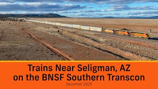 Trains Near Seligman, AZ on the BNSF Southern Transcon - December 2025