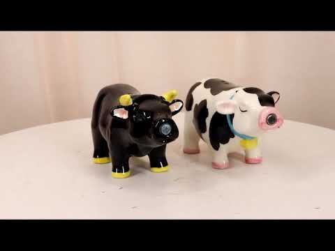 Bull and Cow Magnetic Ceramic S&P Shakers farm animals