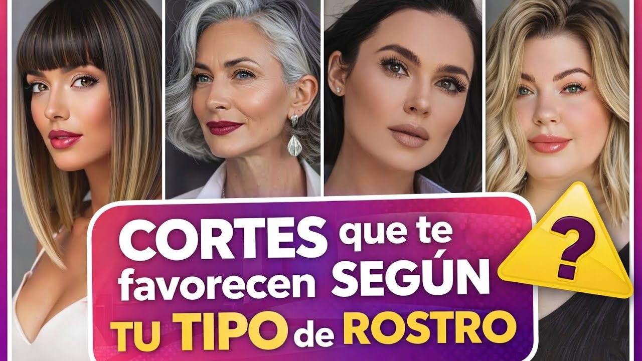 CORTES de CABELLO que MÁS te favorecen según tu TIPO de ROSTRO 💇‍♀️ (Te verás MÁS JOVEN)