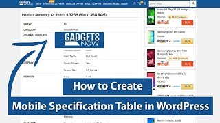 How To Create Mobile Specification Table in WordPress Like Gadgetsnow screenshot 3