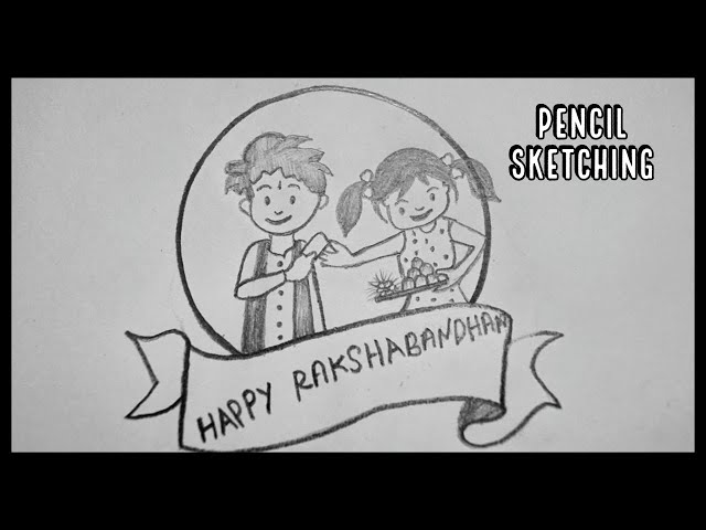 Premium Vector | Black and white sketch of kids for raksha bandhan.