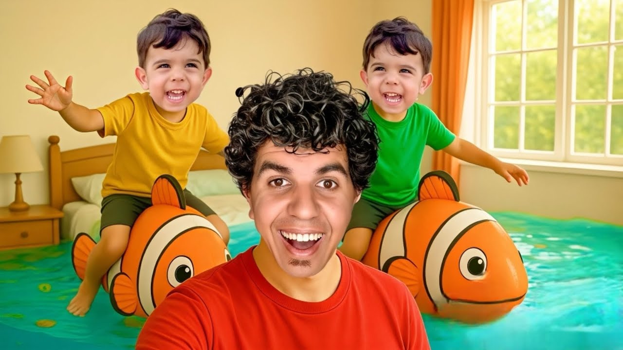 حولت سرير زين وزياد لي اكبر حوض سمك في العالم🐠 صارو يلعبو كتير 😉السمك هرب مننا 😂 زوزمصر 