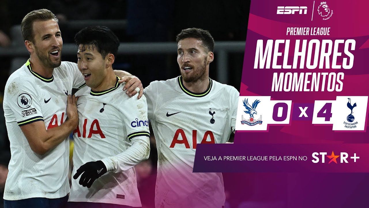 KANE MARCA DUAS VEZES, SON QUEBRA JEJUM, TOTTENHAM DÁ SHOW NO 2º TEMPO E GOLEIA O CRYSTAL PALACE