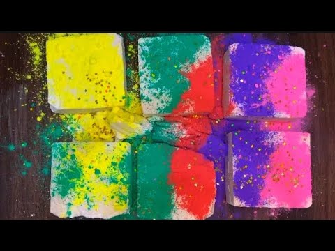 fresh gym chalk blocks topped with Holi powder|oddly satisfying Asmr ...