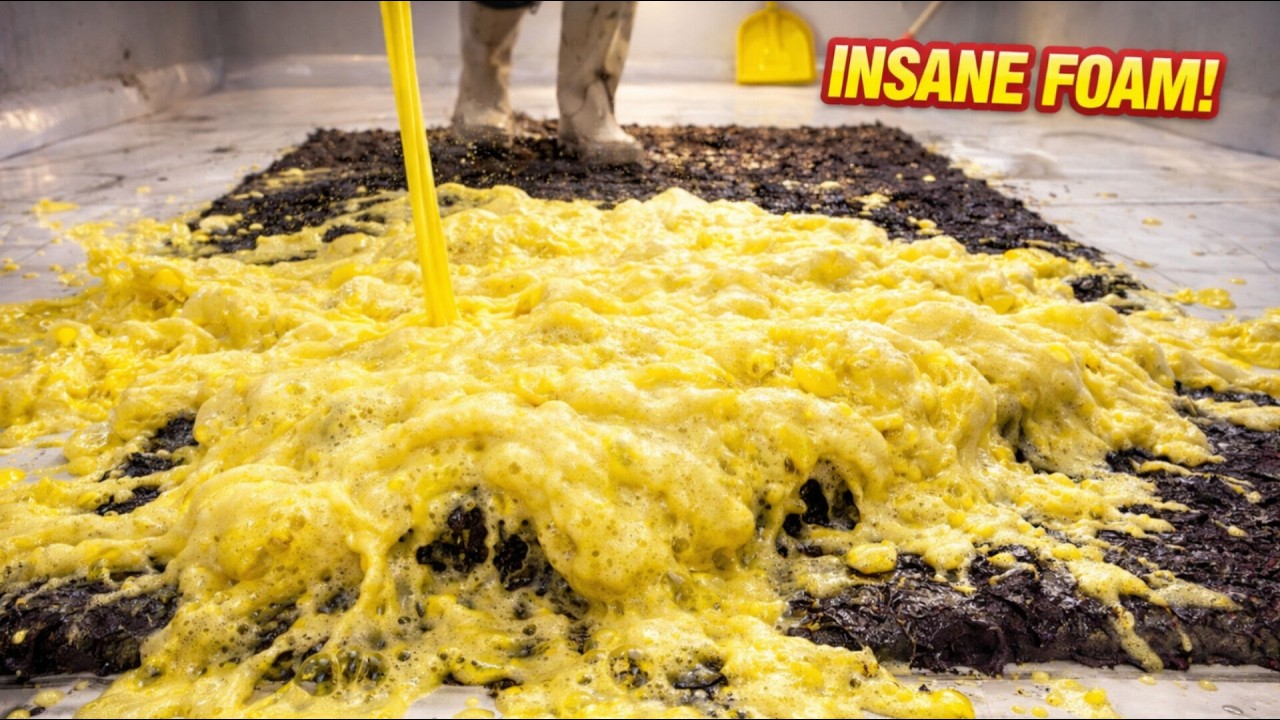 This Purple Shag Rug Was Drowned in Mud… INSANE Foam Wash ASMR 😱 (Unbelievable Transformation)