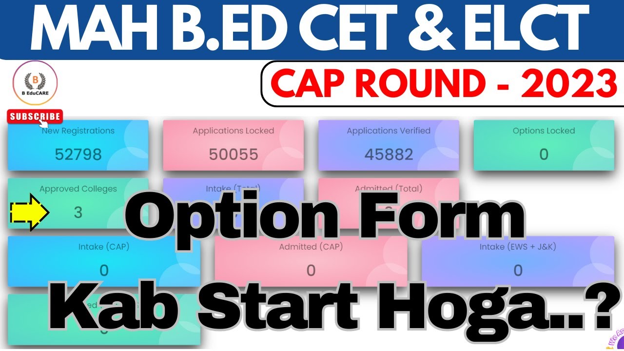 MAH B.ED CET & ELCT 2023 Option form Kab Start Hoga? BEduCARE