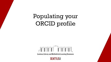 Populating your ORCID Profile
