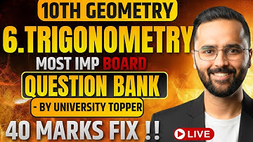 🔴 Live | 6.Trigonometry|Most Important Board Question Bank|10th Geometry|Board Exam 2026|Pradeep Sir