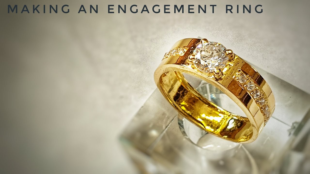 Making a Gold Engagement Ring of Diamond 