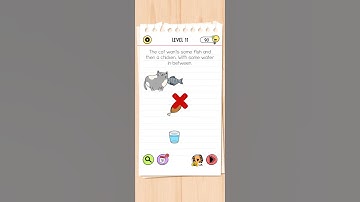 The cat wants some fish and then a chicken. With some water in-between Brain test All Star Level 11