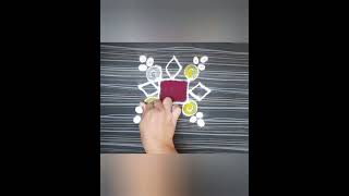 #Rangoli for beginners #Easy Rangoli Design #2×2 dot rangoli #Small space rangoli