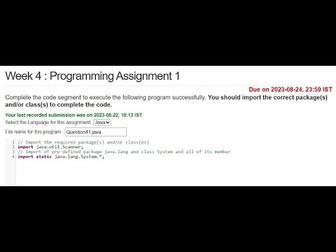 NPTEL PROGRAMMING in JAVA Week 4 Programming Assignments 1 and 2 August ...