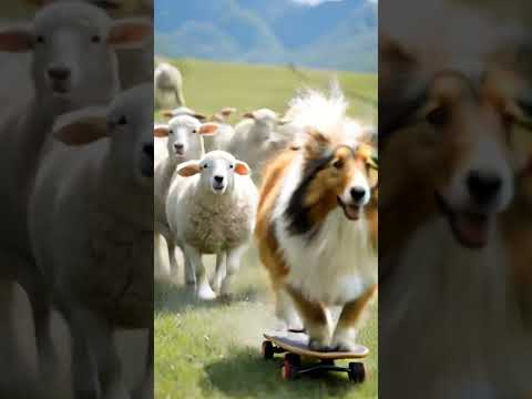 Extreme Sheep Herding On A Skateboard 