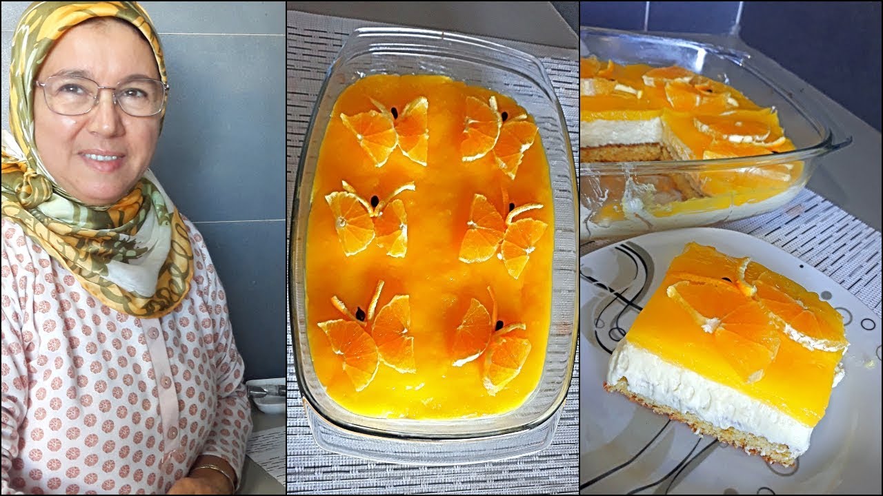 طورطة باردة بالبرتقال ب2 بيضات بدون زيت لذيذة وسهلة من يد الحاجة فاطمة