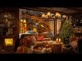 Warm winter night jazz in cozy cabin  christmas ambience with jazz and cracking fireplace for relax