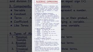 Algebraic Expressions | Homework Help | Mathematics Project