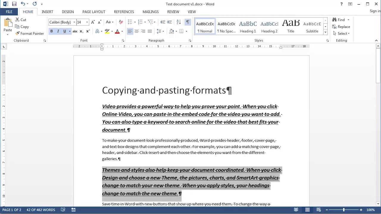 how to copy text formatting in word 2013