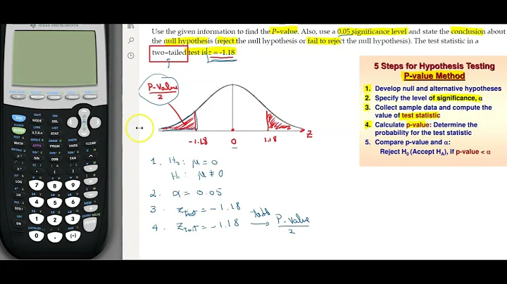 Hypothesis Testing, P-value Method, two-tailed, using the z-table.
