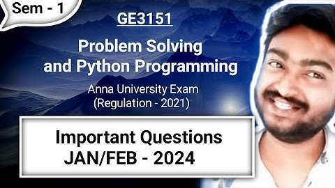 Problem Solving and Python Programming Important questions in Tamil GE3151 Jan/Feb - 2024 Exam