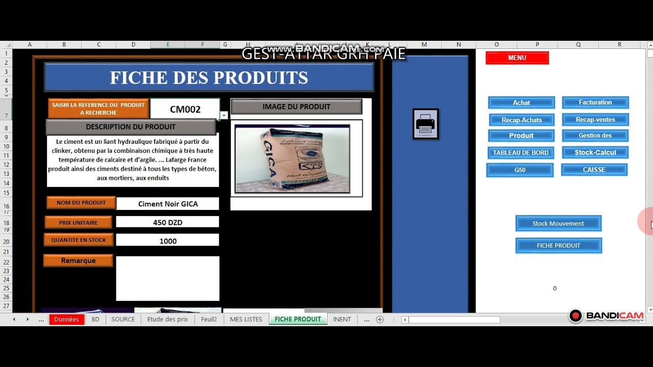 catalogue des produits excel gestion de stocks