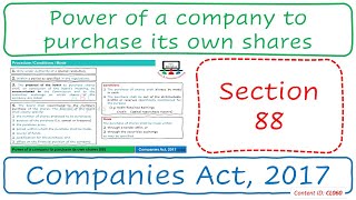 Section 88 Power Of A Company To Purchase Its Own Shares Companies Act, 2017 Cl060
