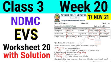 NDMC Class 3 EVS Week 20 Worksheet 20 (17/11/21) || worksheet 20 Class 3rd evs week 20 solution