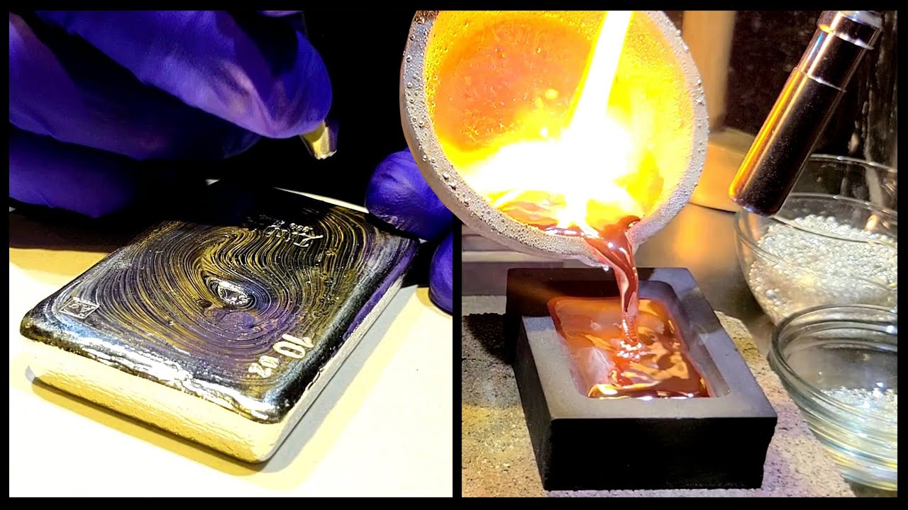 The Birth of a Silver Bar! [ Pouring 10 oz. of .999 Fine Ag ] - YouTube