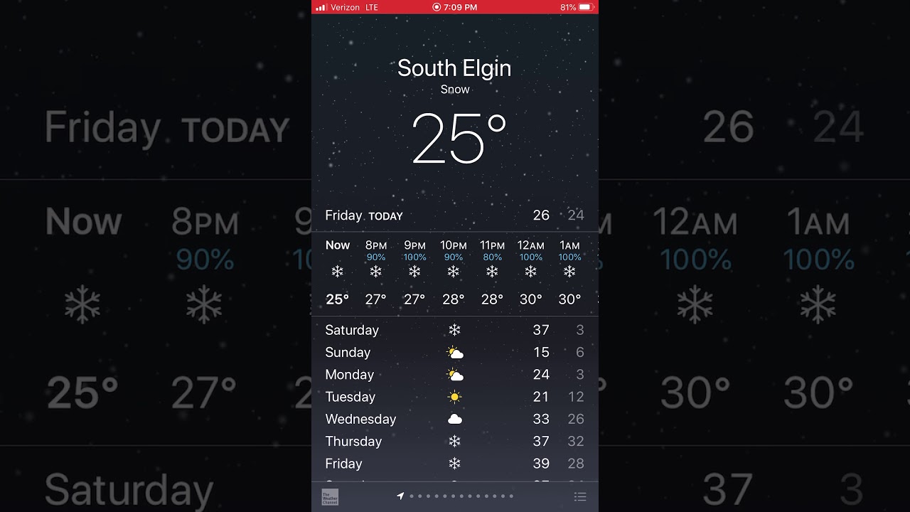 Iphone Weather App Snow Animation Ios 13 3 Youtube