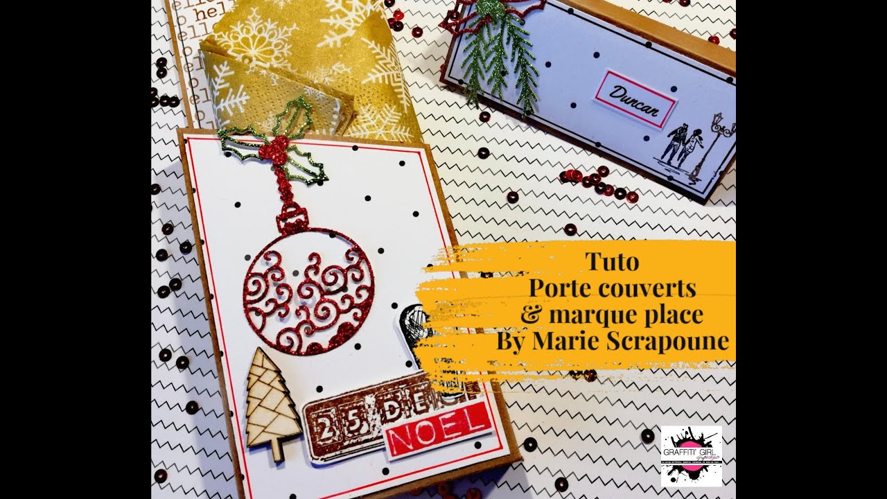 Tuto porte couverts et marque place by Marie Scrapoune - DT Graffiti'Girl - Welcome Noel -