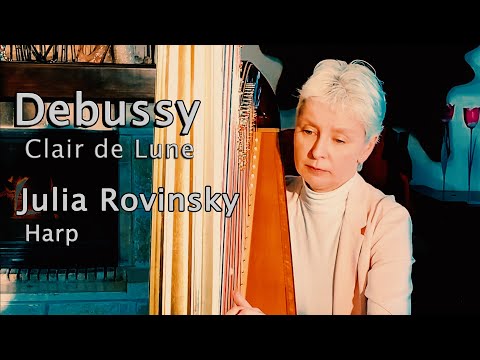 Debussy - Clair De Lune  (Moonlight) | Claude Monet Paintings | Julia Rovinsky - Harp arrangement