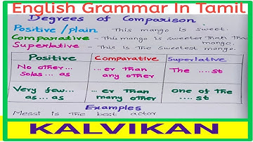 Degrees of comparison in english grammar in Tamil / Adjectives / comparative / superlative/Positive