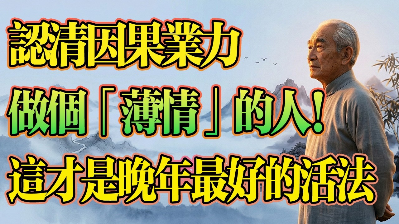 南懷瑾揭示：弘一法師：人到晚年，最好的活法是，認清因果業力，做一個「薄情」的人！看懂了，你就解脫了。#南懷瑾 #因果業力 #命由心轉 #家運風水 #修福積德 #弘一法師 #晚年生活 #佛學智慧