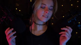 ASMR | close up Unintelligible Whispering, slow Mic Scratching & Visuals  layered sounds, clicky