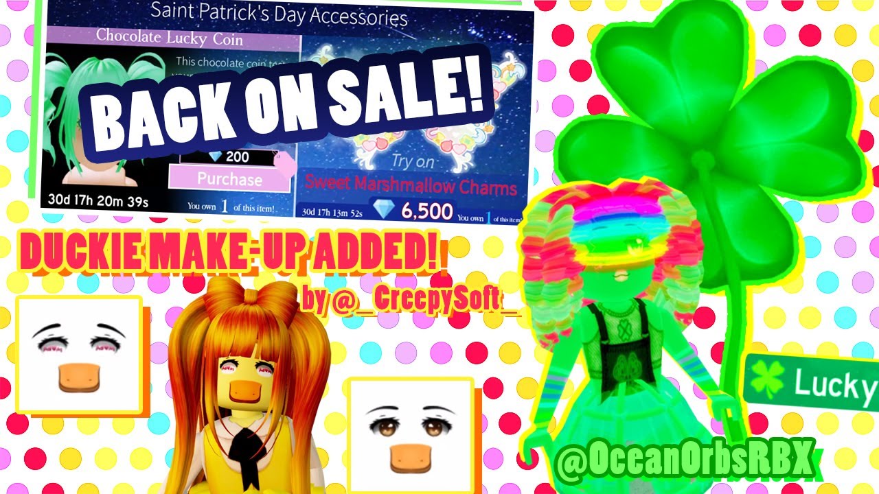 Duckie Face In Royale High St Patrick S Day Items Back On Sale Bee S Secret Revealed Youtube - roblox duck face