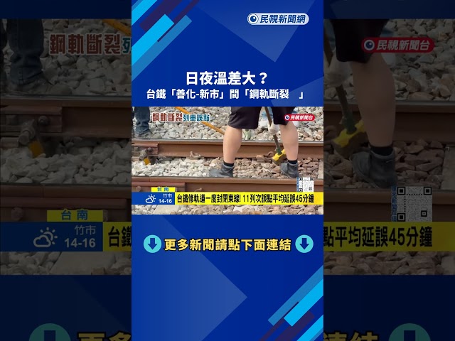 日夜溫差大? 台鐵"善化-新市"間鋼軌斷裂 班次誤點－民視新聞