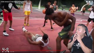 IT FINALLY HAPPENED ... Reacting To PURE CHAOS AT THE PARK! 5v5 Basketball!